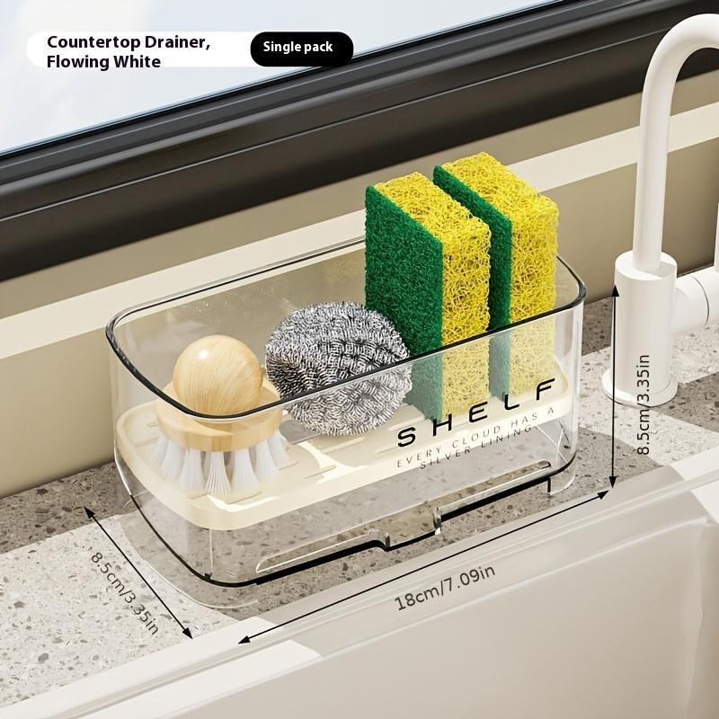 Sink countertop drainage rack  multifunctional kitchen dishcloth and sponge storage rack  countertop drainable storage rack