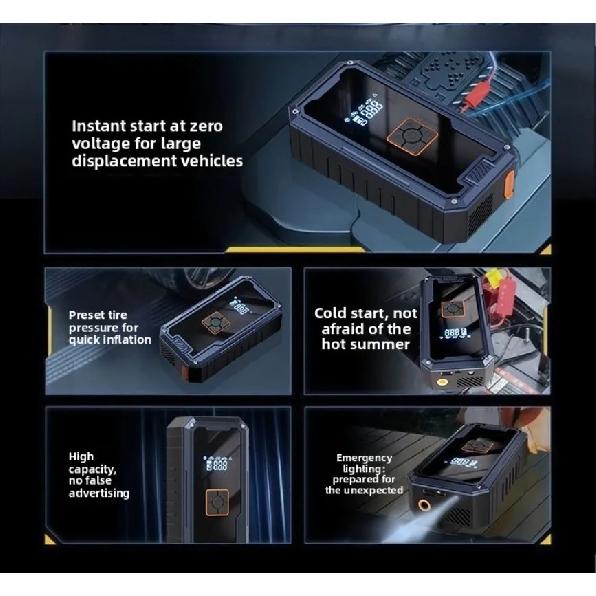 3000А 12В Автомобильный пуско-зарядное устройство Компрессор с Power Bank 99800 мАч Пиковый Портативный Стартер Аккумулятор 150 PSI Воздушный Насос Со Светодиодной Подсветкой