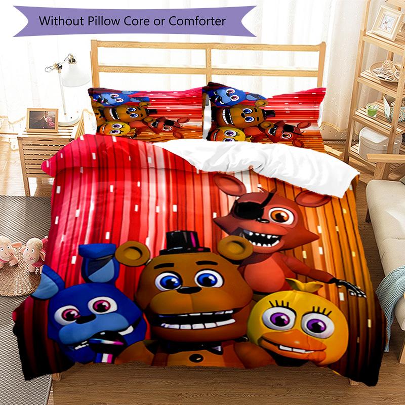 3pcs Five Nights at Freddy's2 pattern bedding set duvet cover set includes duvet cover &pillowcases, perfect all season bedroom decoration & gift