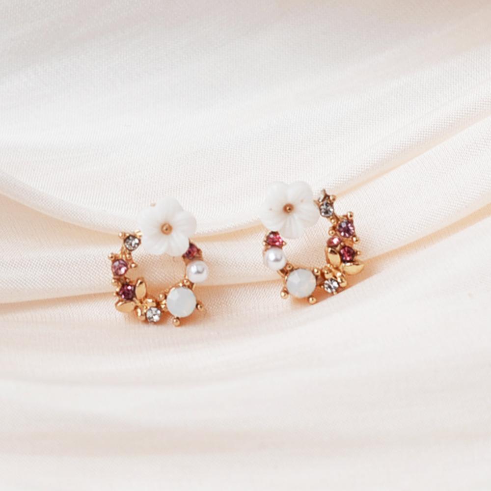 Корейская мода простые цветные серьги-цветы прозрачные темпераментные хрустальные серьги-лепестки со стразами популярные аксессуары оптом