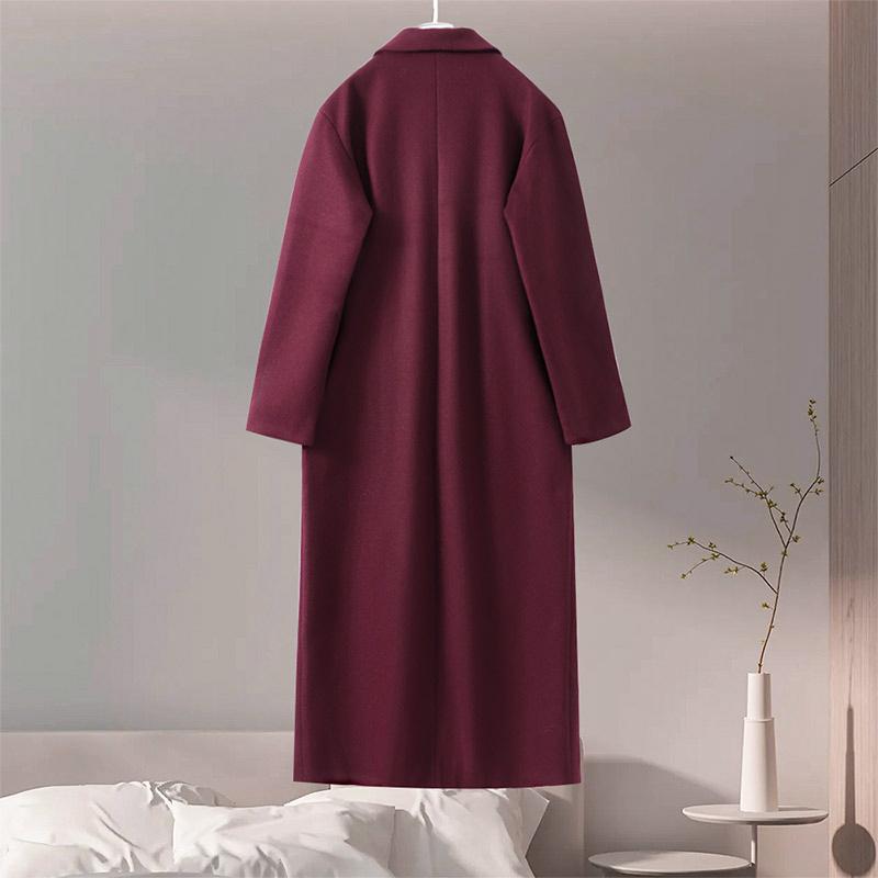 Модное женское пальто с отложным воротником и карманами, длинный рукав, длинное двубортное пальто, осень-зима, новая женская куртка