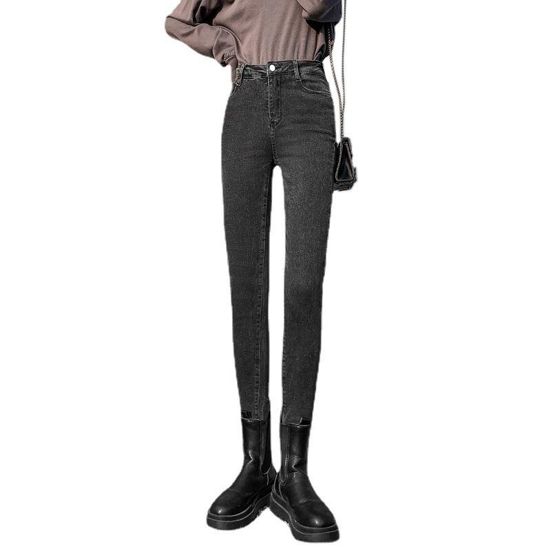 Stretch Jeans Women 2021 New Korean Version of The High-waisted Slim Slimming Skinny Pants with Nine-point Pencil Feet Versatile Bottoms