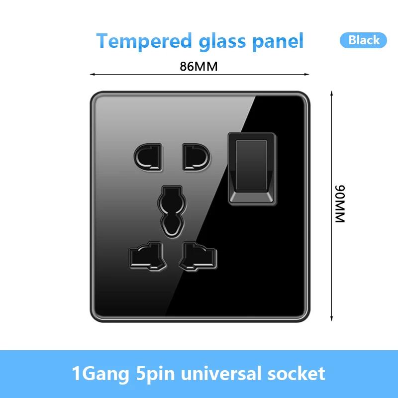 Универсальная настенная розетка Type-C мощностью 18 Вт с портами USB, быстрая зарядка, панель из закаленного стекла, розетка питания, стандарт Великобритании, двойная зарядная розетка USB