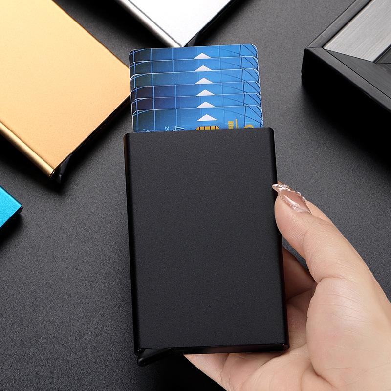 RFID ID Чехол-держатель для кредитных карт Умный Минималистичный Алюминиевый Металлический Кошелек Тонкий Выдвижной Держатель для карт Кошельки для мужчин Чехол для кредитных карт