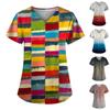 Plus Size Cute Printed Scrub Working Uniform Tops For Women V-Neck Short Sleeve Fun T-Shirts Workwear Tee With Pockets