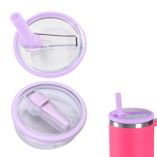 40oz Tumbler Flip Straw Lid Replacement Leak-Proof Splash Resistant Cover for Cup BPA-Free Reusable Glass Lid with Folding Straw