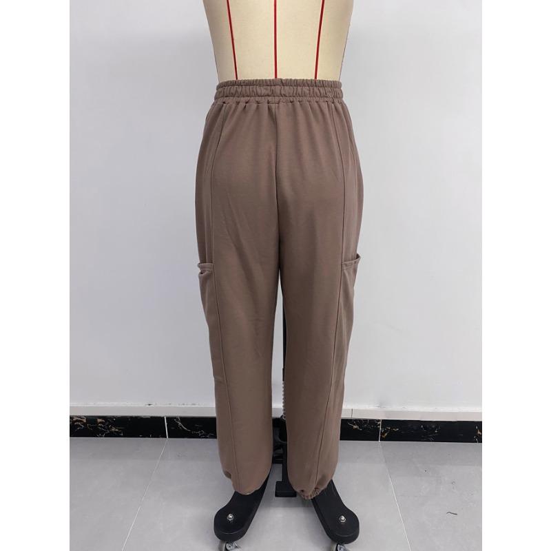 Осенние повседневные спортивные штаны женские брюки с эластичной завязкой и карманами