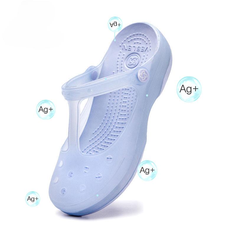 Fashion 2024 New Women's Sandals Summer Transparent Baotou Hole Shoes Nurse Shoes Beach Shoes Jelly Sandals and Slippers Mules