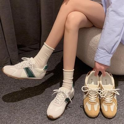 Версия из коровьей кожи~ мягкая кожа сетка немецкие тренировочные туфли, новые повседневные дышащие спортивные туфли с круглым носком, на плоской подошве с внутренней высотой