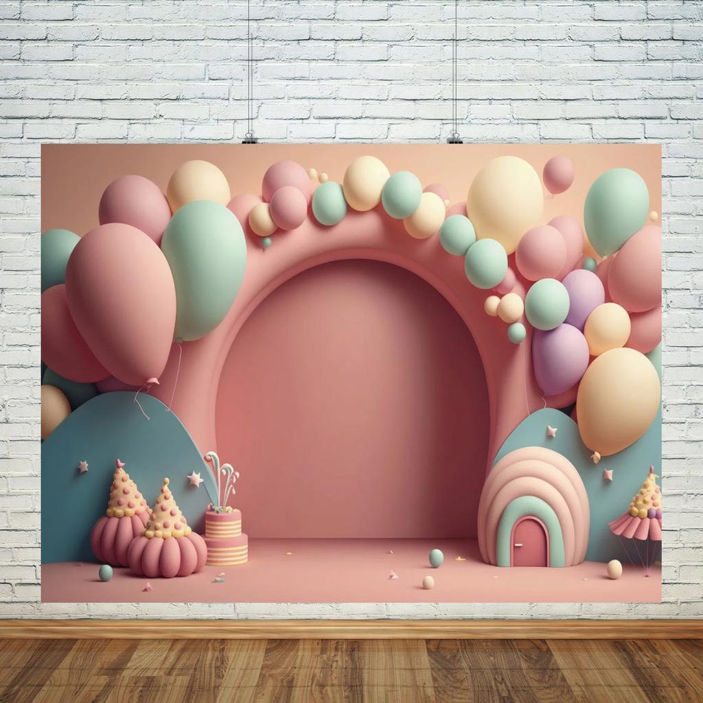 Teddy Bear Colorful Balloons 1st Birthday Backdrop Kids Gifts Baby Shower Oh Baby Background For Photography Photo Props Studio