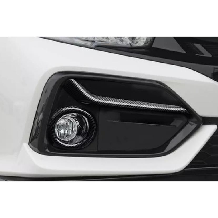 Carbon Fiber Front Fog Light Lamp Cover Trim for Honda Civic Hatchback 2017-