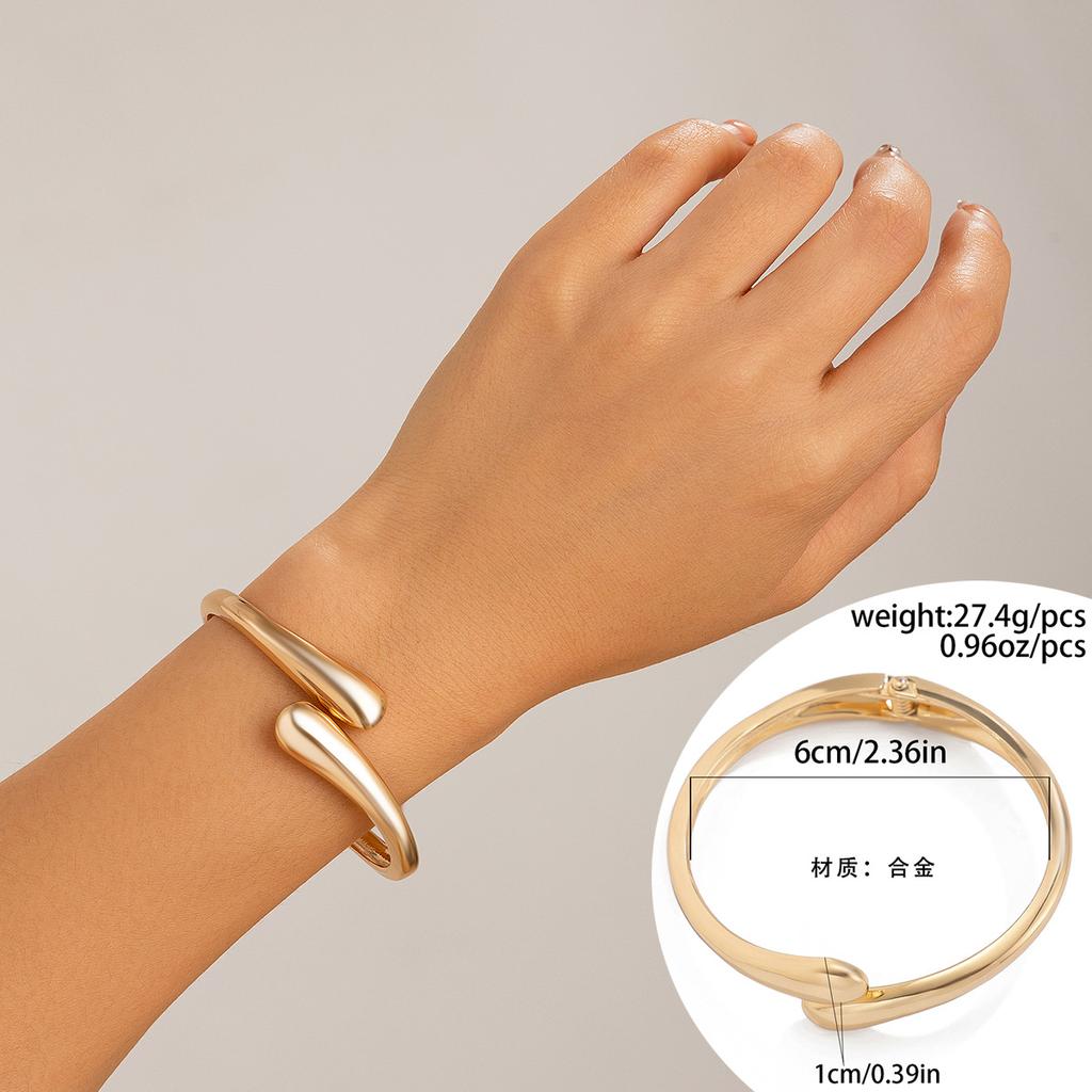 1 Pcs Exaggerated Spring Bangle Open Bracelet Punk Gold Silver Color Hip Hop Geometric Metal Cuff Wide Bangles for Women Jewelry Femme Accessories