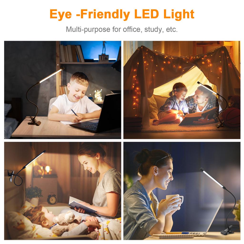 DC5V 10W 36 LED Clamp Clip Desk Lamp USB Powered Operated/ 3 Colors Temperature Changing/ 10 Levels