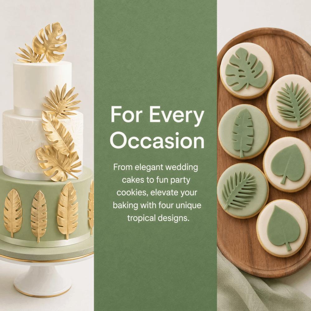 4PCS Leaf Cookie Cutters Raised Edges Cutting Mold Compact Fondant Cutters Cake Decorating