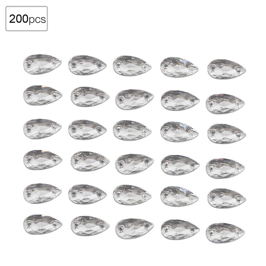 200 шт.   Bd Акриловая смола Капельные Швейные Стразы Пуговицы 7x12 мм Декор для Обуви менее чемbr(  Цветной )