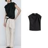 MD Spring New Arrival Vest Shoulder Draped Design Fancy Elegant Black Tops Shirt 5122530