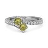 Peridot Twin Stone Pavé Bypass Ring - Sterling Silver