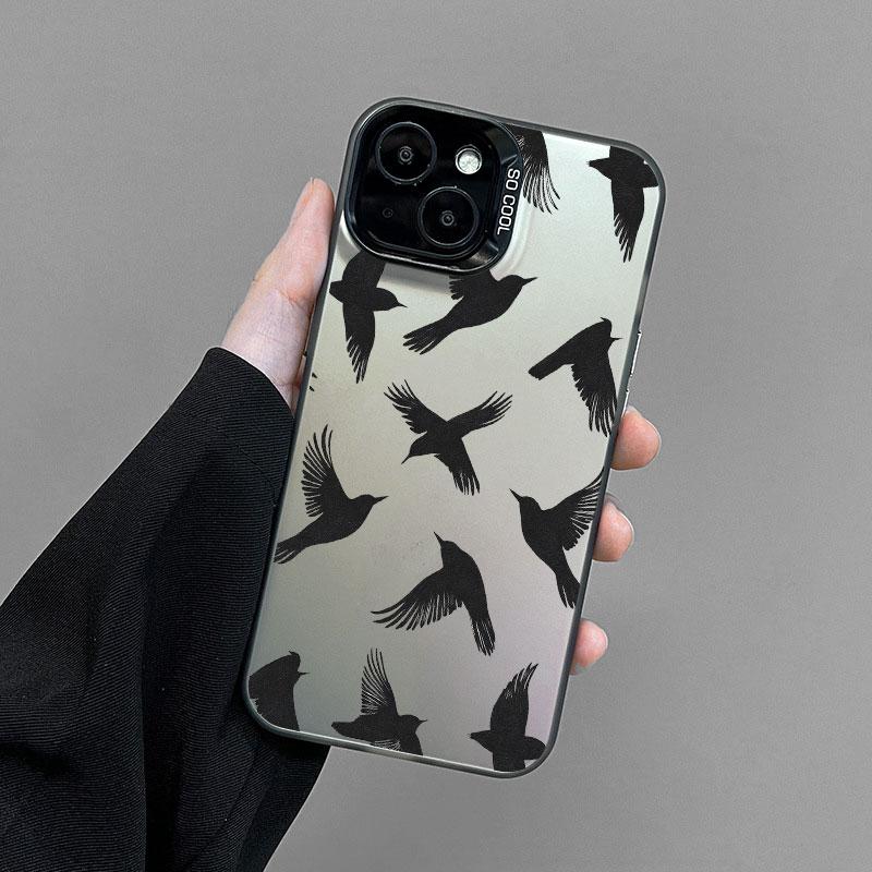 Лазерный чехол для телефона с птицами в полете для iPhone 16 15 Pro Max Plus 13 Mini 14 Pro Max 12 11 Pro Max Ударопрочная задняя крышка Fundas