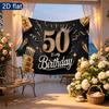 50th Confetti Birthday Backdrop 1pc - Polyester Party Decor