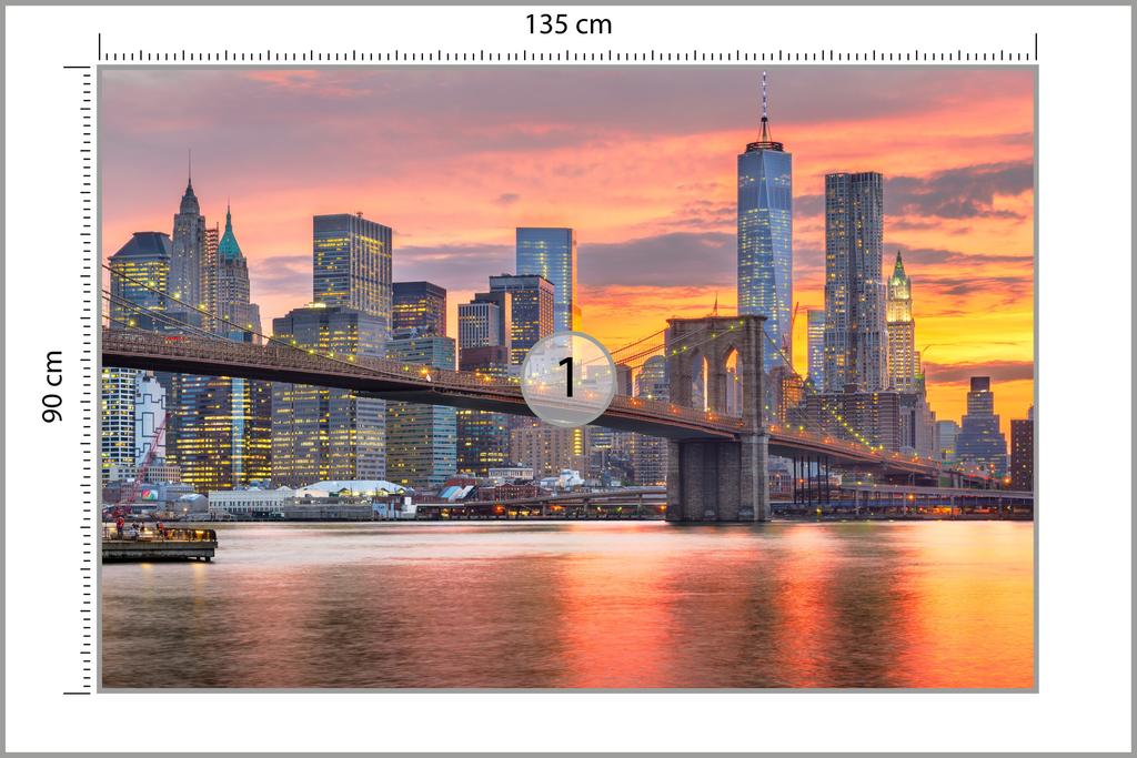 Photomural Lower Manhattan Skyline And Brooklyn Bridge Non-Woven 135x90