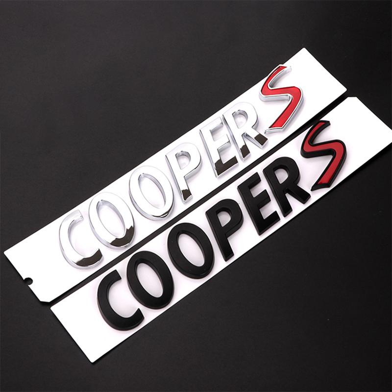 3D ABS Chrome Black Cooper S Emblem Letters Car Rear Trunk Badge Self-adhesive Sticker Accessories