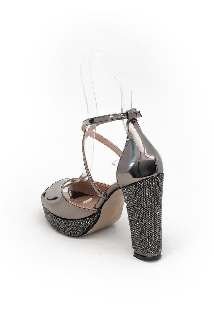 Женские модные вечерние модельные туфли с платиновым зеркальным камнем для вечеринки