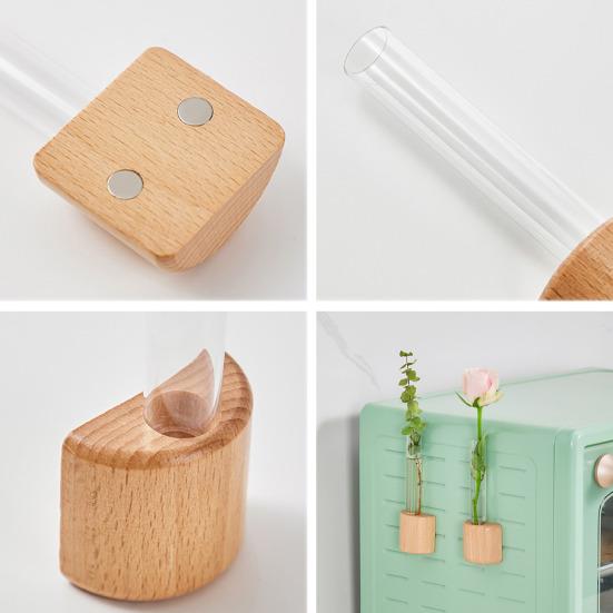 Гидропонные растения Ваза-пробирка Магнит на окно/холодильник Деревянная подставка Размножение растений