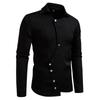 Men's Casual Solid-color Long-sleeved Shirt, Men's Slanted Front Button-down Lapel Shirt
