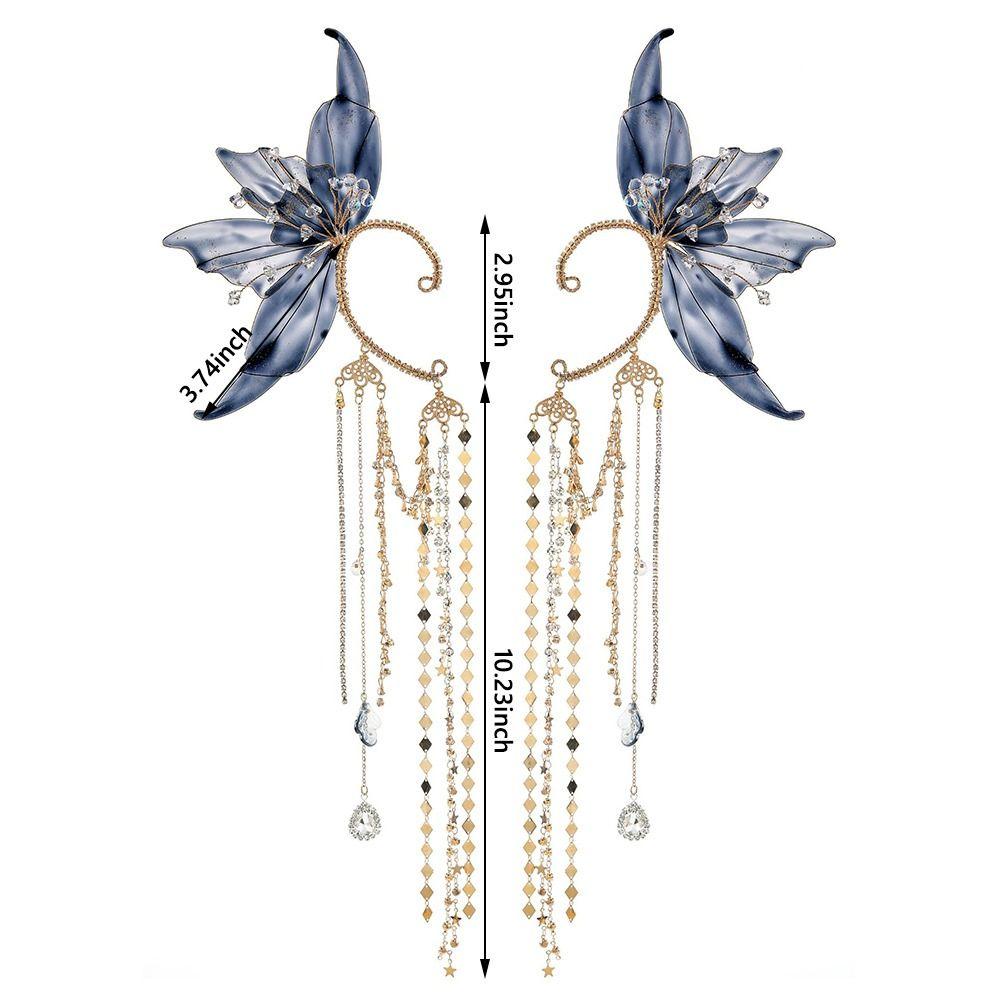 Каффы для ушей в виде эльфа с белым цветком, золотые манжеты для ушей в виде русалки для Хэллоуина, Рождества, свадьбы, вечеринки