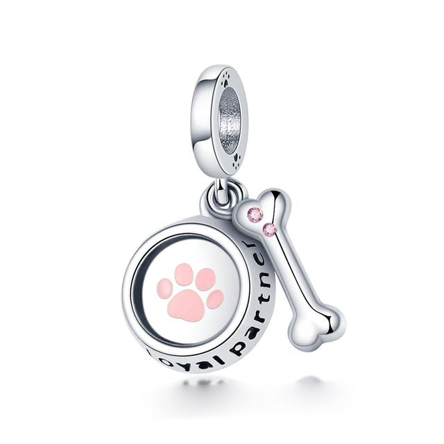 Стерлингового серебра 925 пробы, сердце, лапа животного, прозрачная снежинка, сверкающая корона, подвеска в виде тыквы, подходит для оригинального модного браслета