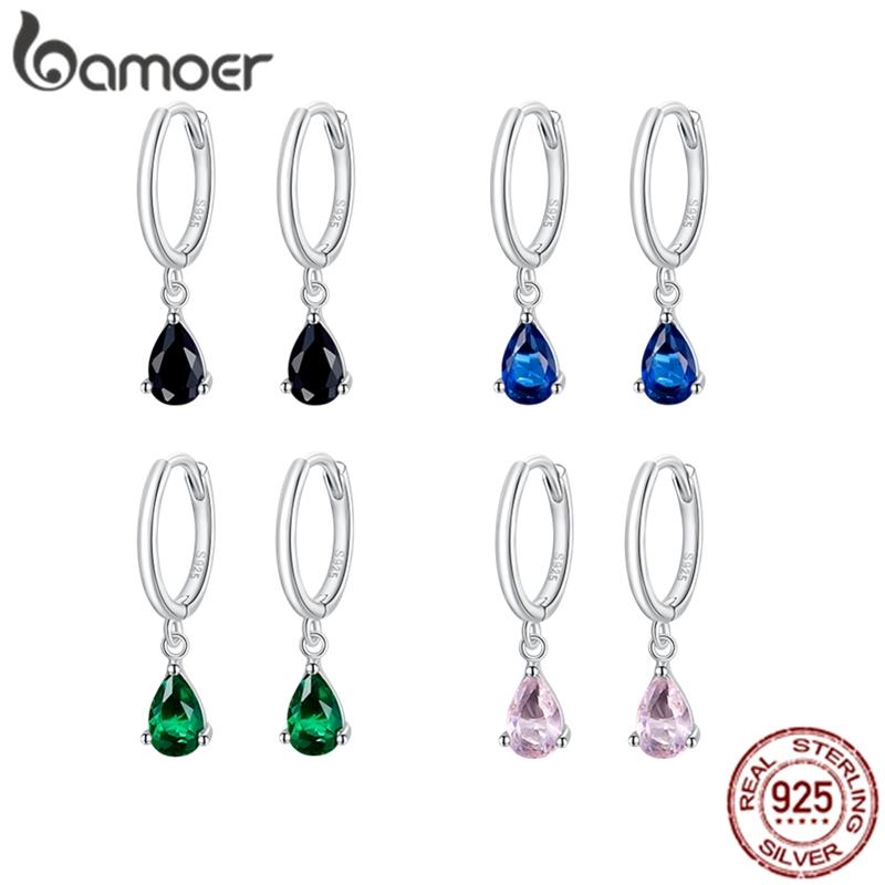 BAMOER 925 Sterling Silver Hypoallergenic Water Drop Ear Buckles for Women Delicate Jewelry