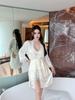 1011 New Ice Silk Sexy and Charming Pajamas Three-piece Thin Breathable Homewear Women's Premium Pajamas