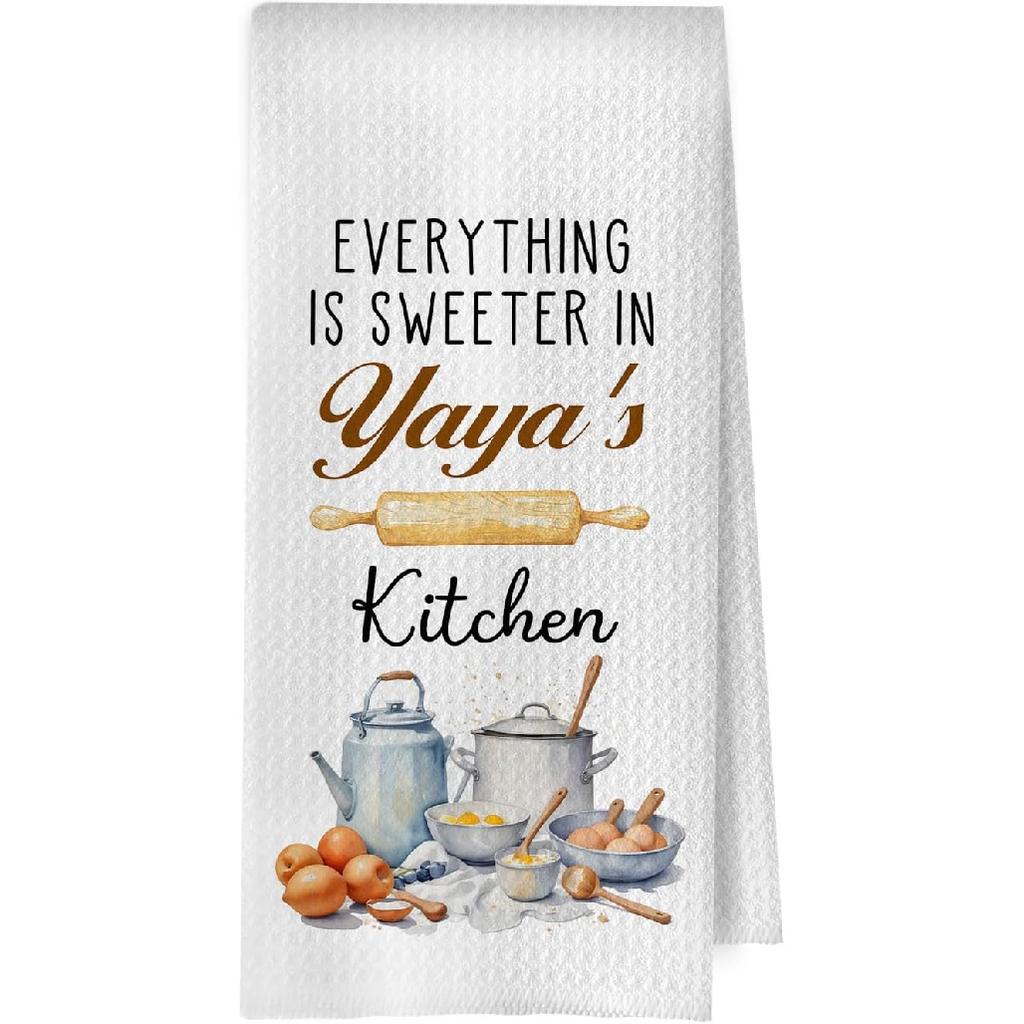 Great Grandma Dish Towels - Great Grandma Gifts Waffle Weave Kitchen Towels, Grandma Decorative Hand Tea Towel, New Grandma Gifts, 16×24 Inches