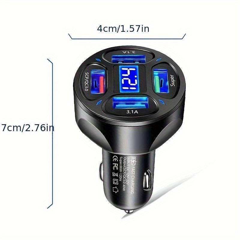 Автомобильный адаптер-зарядное устройство USB 66 Вт с 4 портами и светодиодным дисплеем напряжения, быстрая зарядка для автомобилей 12-24 В