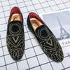 Black Rhinestone Men Dress Shoes Velvet Crystal Luxury Moccasins Men's Loafers Office Business Man Footwear Zapatillas Hombre