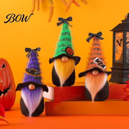 Realistic Halloween Ornaments Gnome Decor, Cute Gradient Ghost Figurine, Faceless Statue Cool Patterns for Party Shelf Table, Spooky Ornament