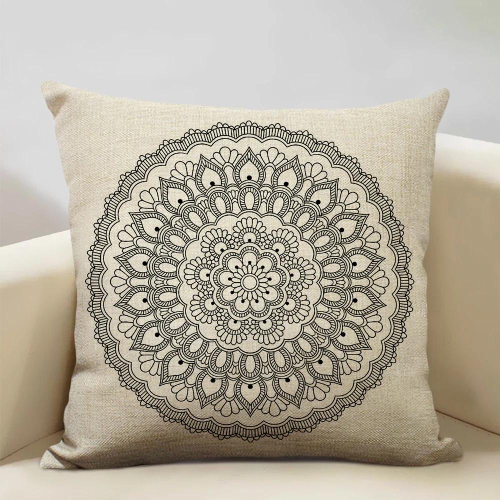 Mandala Sofa Decorative Throw Pillow Case, Hamsa Cushion Cover, Home Living Room Pillow Cover, 45x45cm