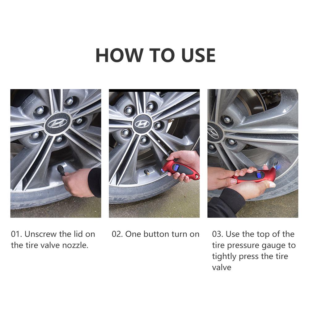 Светодиодный цифровой манометр для шин 0-150 фунтов на квадратный дюйм, 4 единицы, переключаемый, ручной электрический, точный, для тяжелых условий эксплуатации