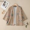 Women Floral Print Casual Long Sleeve Cardigan Blouse