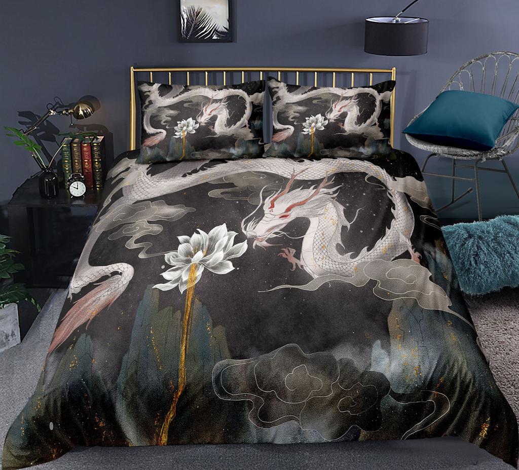 Chinoiserie Animal Polyester Duvet Cover Set King Colorful Phoenix Mountain River Landscape Asian Culture Theme For Kids Teens