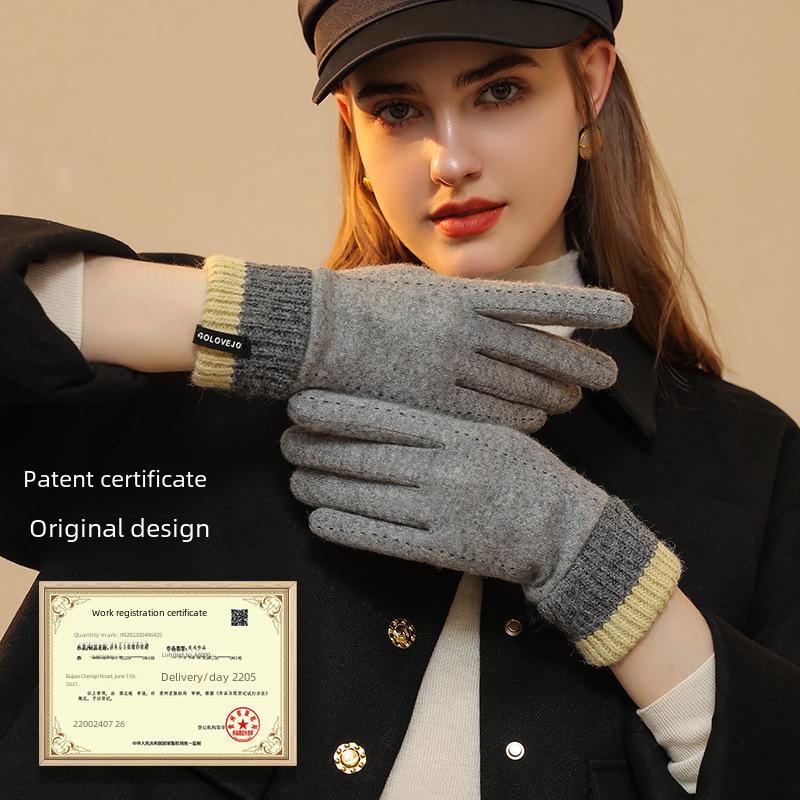 Женские ветрозащитные зимние кашемировые перчатки для велоспорта — совместимы с сенсорным экраном, с трикотажным запястьем и бархатной подкладкой