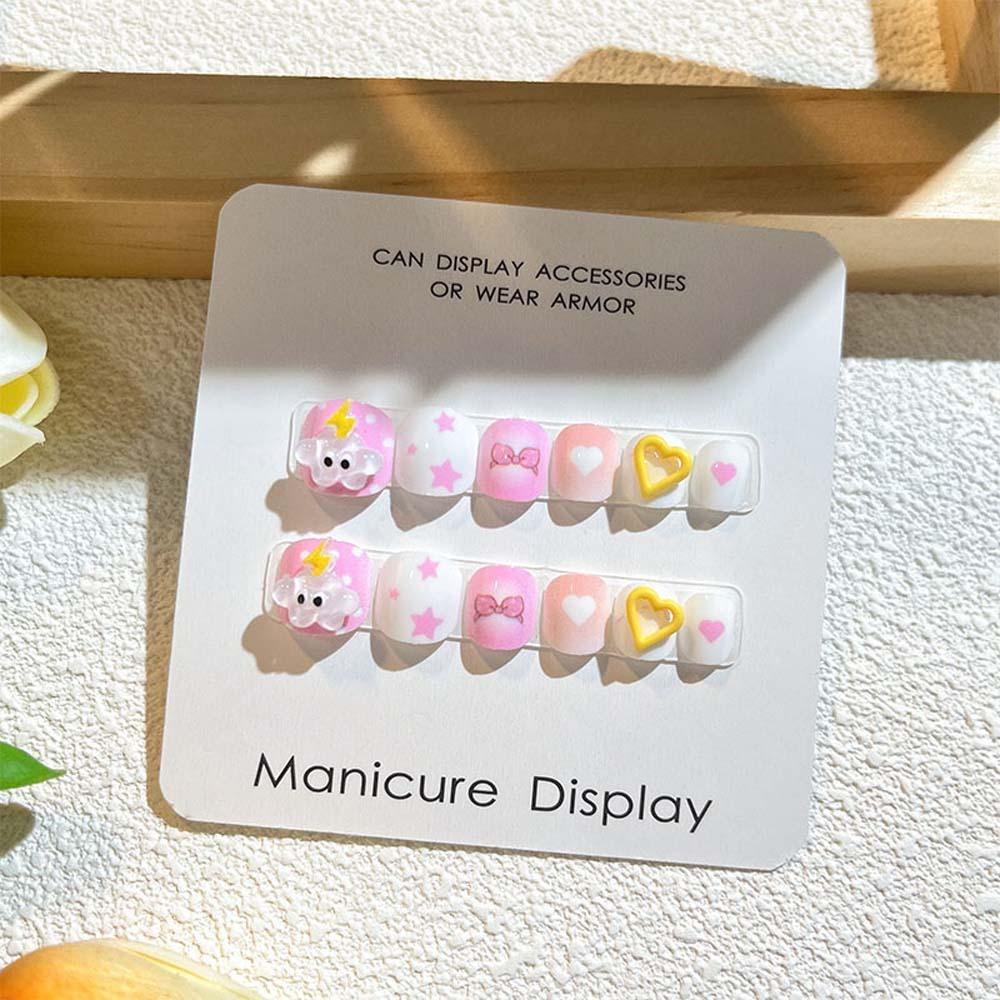 Flower Kids Cartoon Fake Nails Rabbit Cartoon Nail Accessories Kids Fake Nail Extension Student