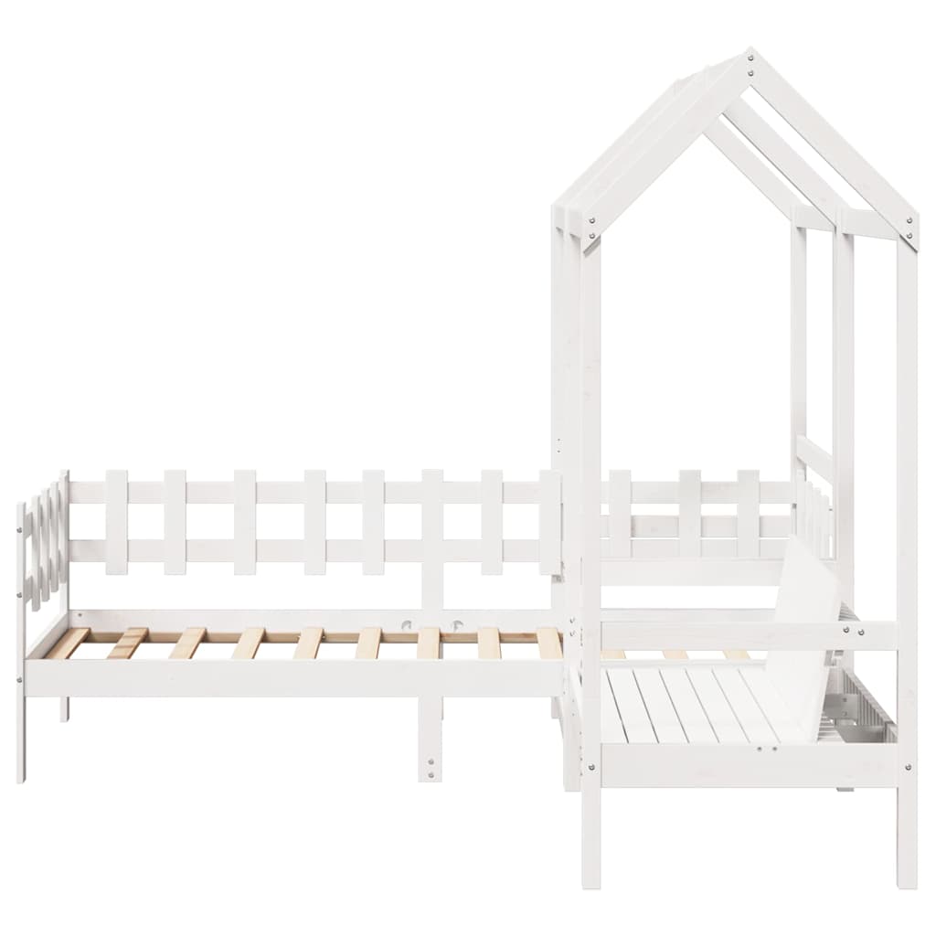 Daybed and Bench with Canopy White 80x200 cm Pine Wood