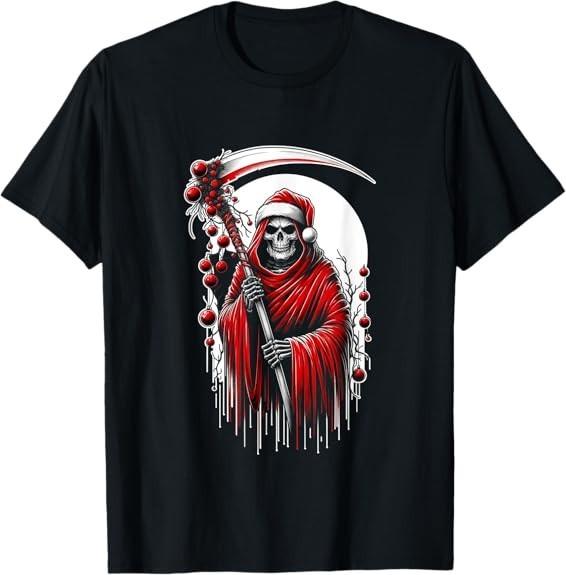 NEW LIMITED Grim Reaper Santa Hat Tee | Unique Christmas Holiday T-Shirt S-3XL
