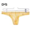 Men Thong Low Rise Elastic Waist U-Convex Briefs Solid Color See-through Smooth Lines Thin Panties Daily Wear
