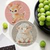 8-piece Cute Forest Animal DIY Diamond Painting Coaster Set 5D Full Diamond Round Diamond Art Coaster Set Handmade Crafts Home Decor Gifts