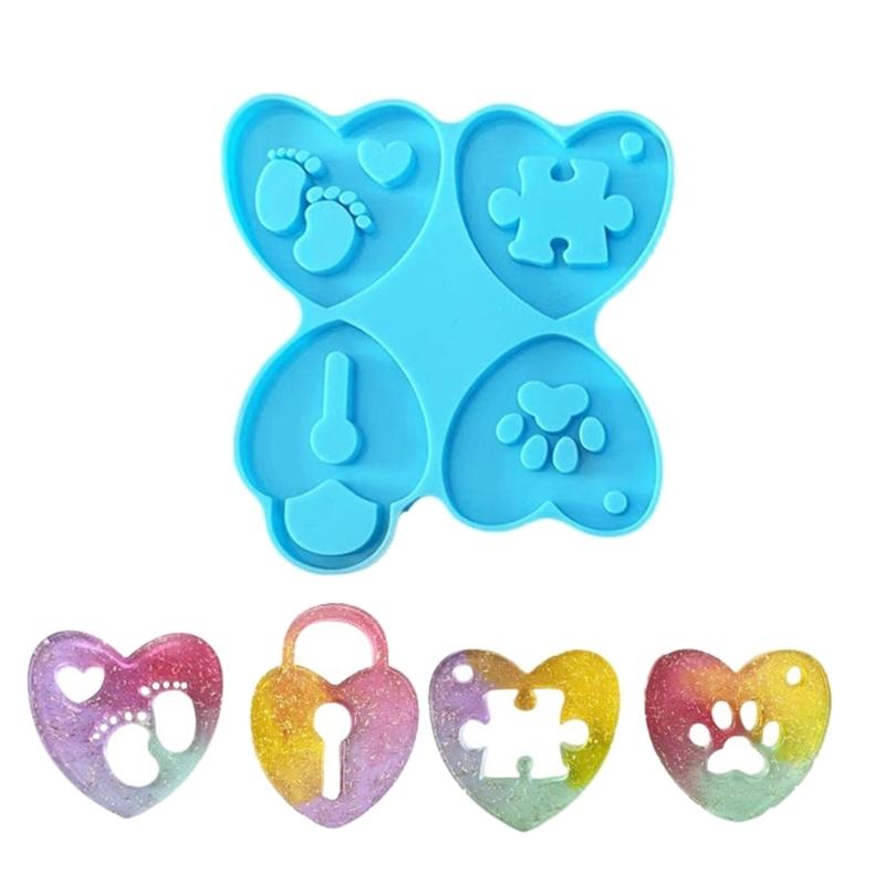 Брелок в форме силиконовой формы в форме сердца, формы для подвесок, универсальная форма для литья ключей, украшения ручной работы