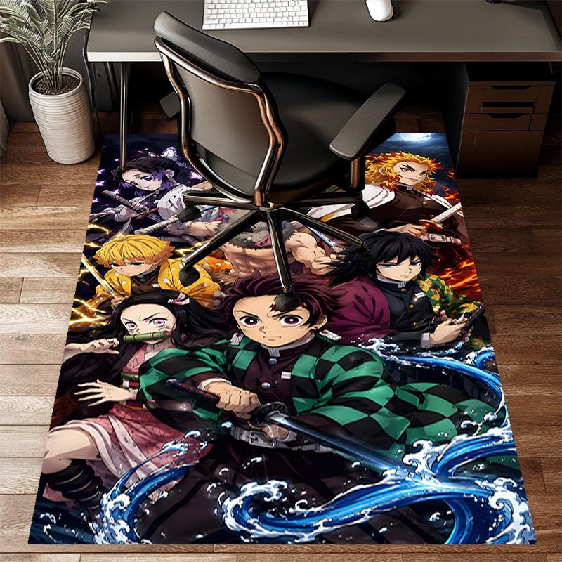 Demon Slayer Polyester Carpet, Soft Indoor Mat for Office Chair, Living Room, Computer Desk - Decorative Home Office Rug Design