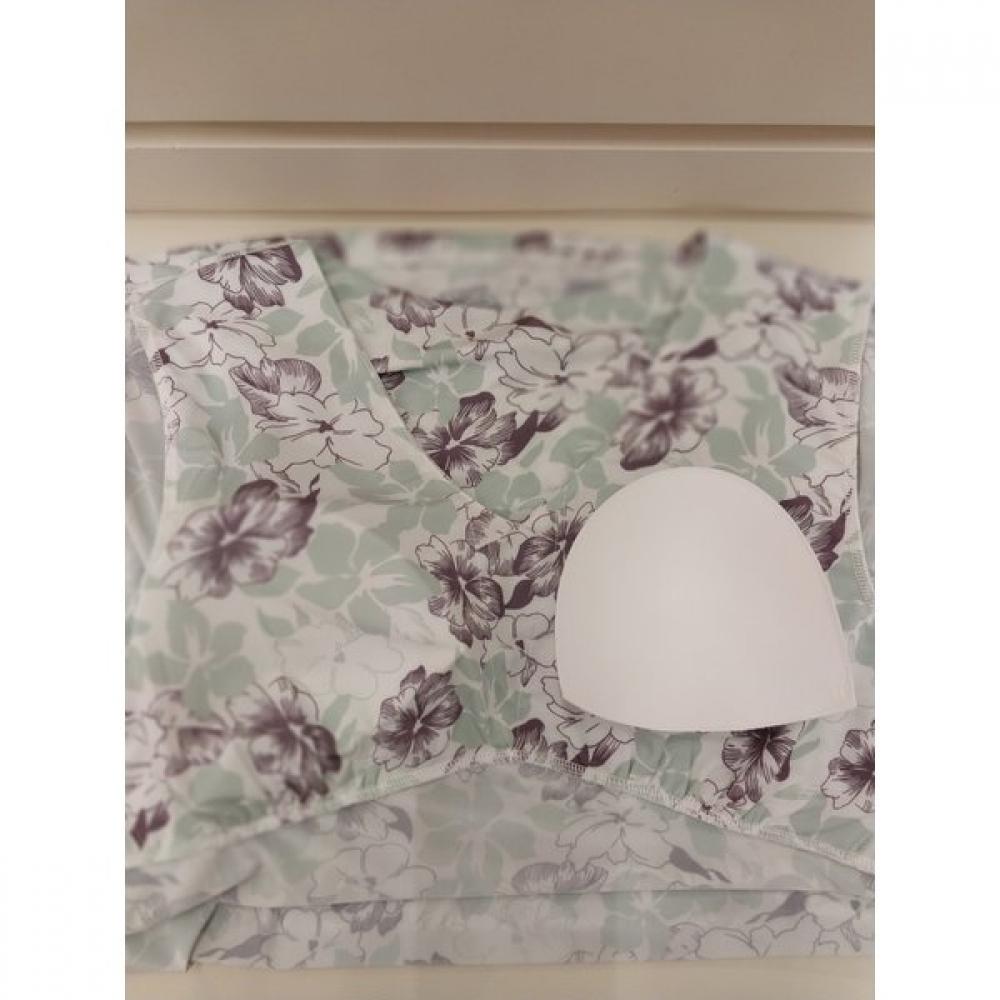Barbara Green Flower Print Homewear Cup Dress Agw4572l