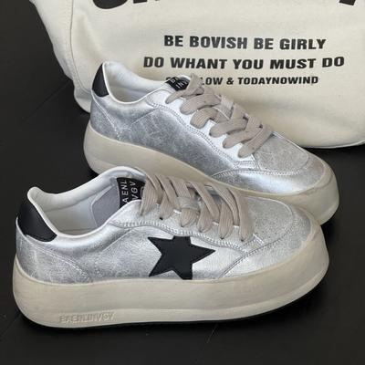 Осенние новые повседневные кеды на платформе в стиле колледжа, женские белые кеды